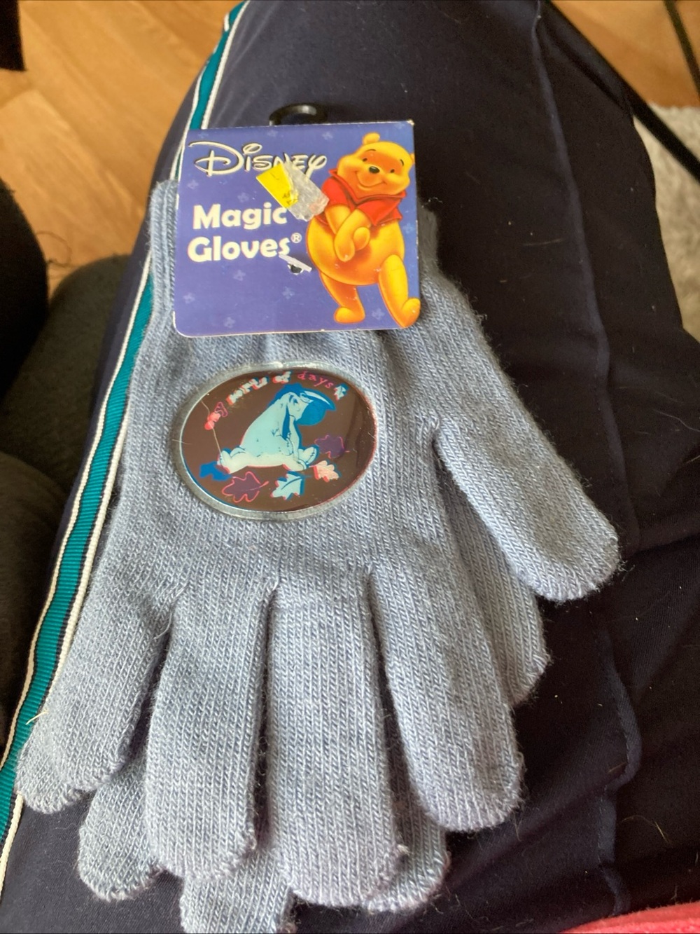 Disney Eeyore Magic Gloves Light Blue 2 Pair Vintage